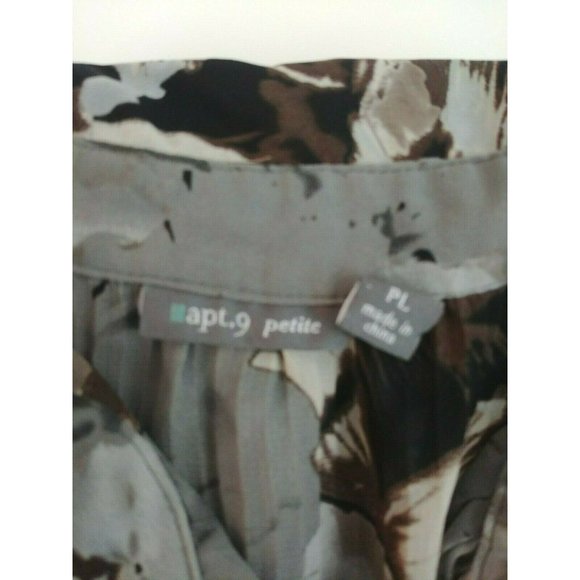 Apt 9 Petite Gray, Brown, & Black Floral Button Up Sheer Silky Blouse Size PL - Picture 6 of 6